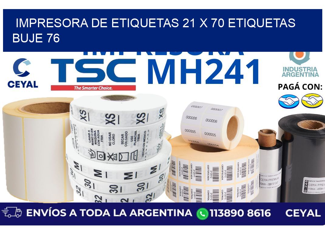 impresora de etiquetas 21 x 70 etiquetas buje 76