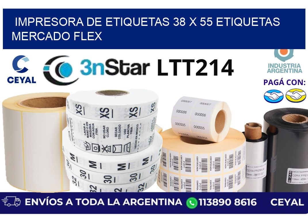 impresora de etiquetas 38 x 55 etiquetas mercado flex