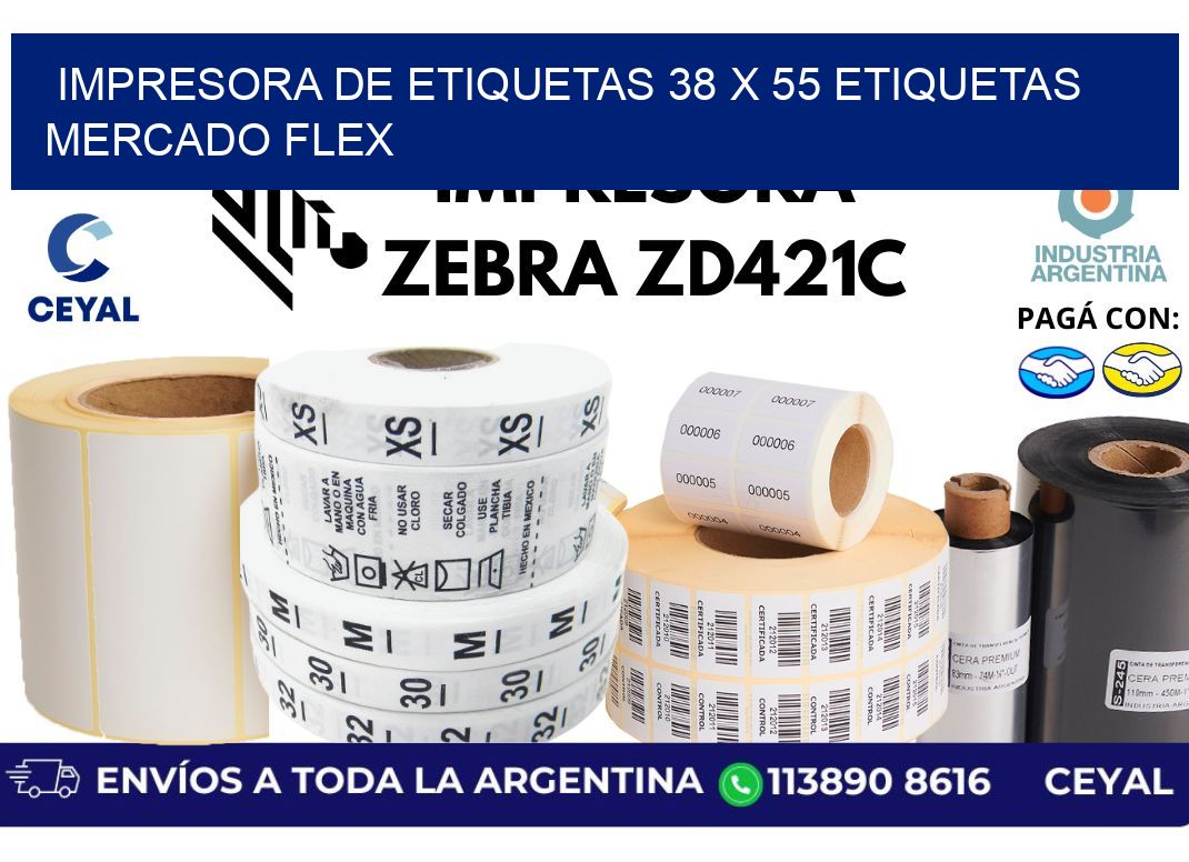 impresora de etiquetas 38 x 55 etiquetas mercado flex