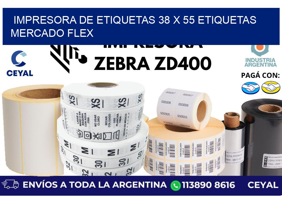 impresora de etiquetas 38 x 55 etiquetas mercado flex