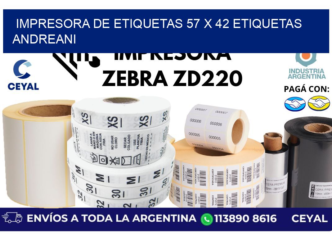 impresora de etiquetas 57 x 42 etiquetas andreani