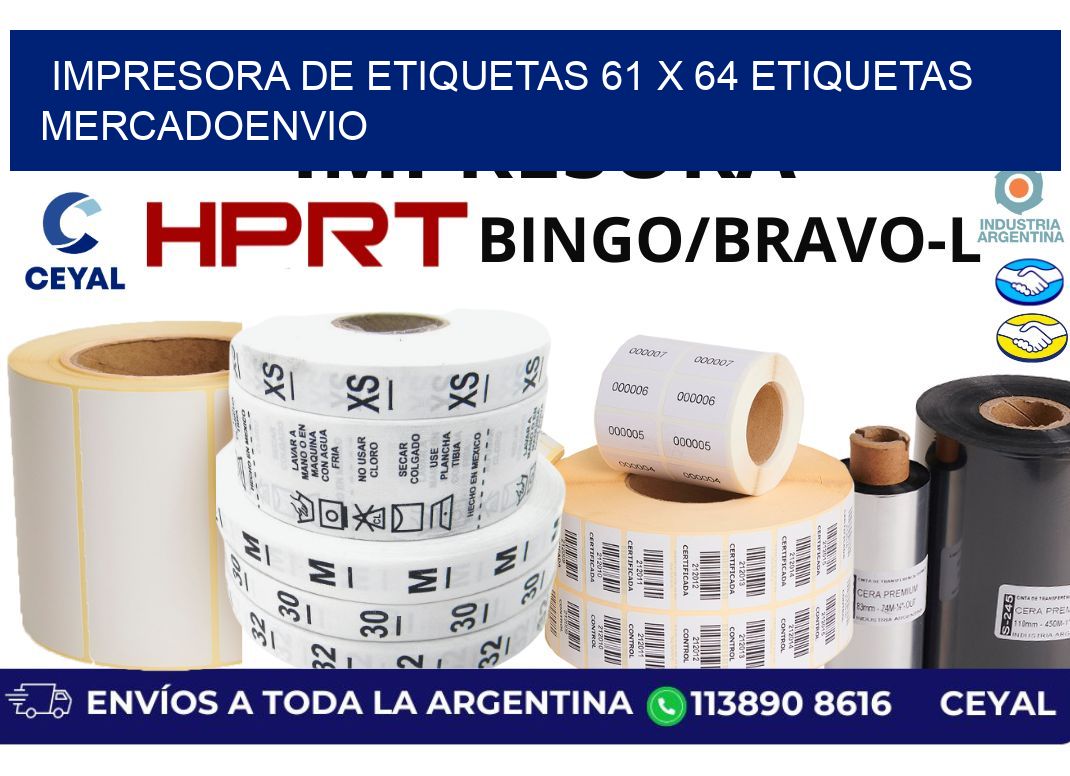 impresora de etiquetas 61 x 64 etiquetas mercadoenvio