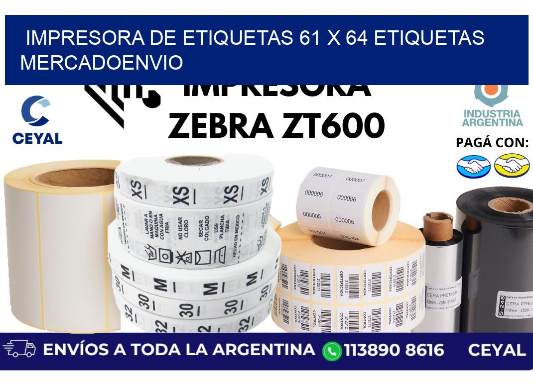 impresora de etiquetas 61 x 64 etiquetas mercadoenvio
