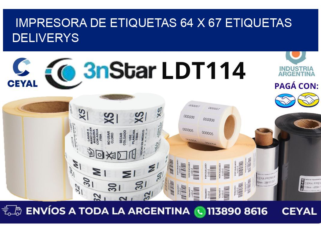 impresora de etiquetas 64 x 67 etiquetas deliverys