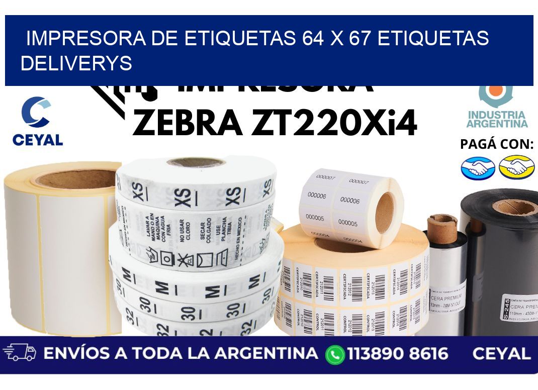 impresora de etiquetas 64 x 67 etiquetas deliverys