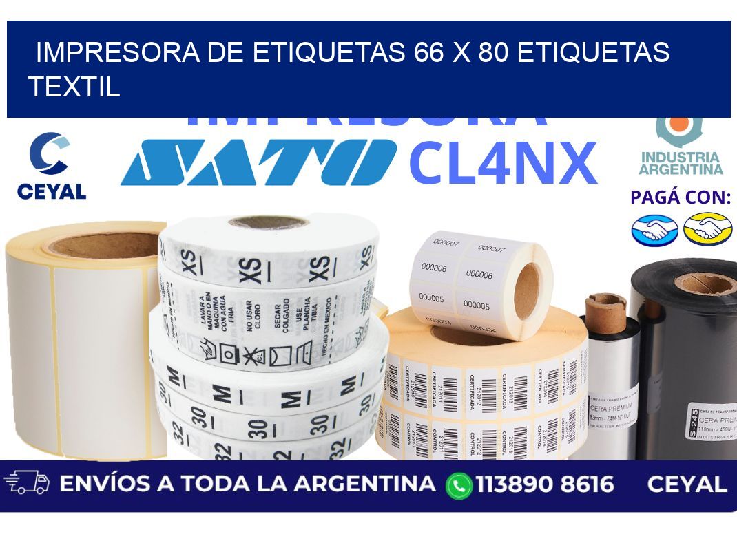 impresora de etiquetas 66 x 80 etiquetas textil