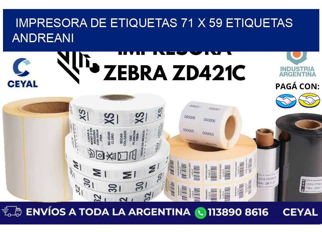 impresora de etiquetas 71 x 59 etiquetas andreani