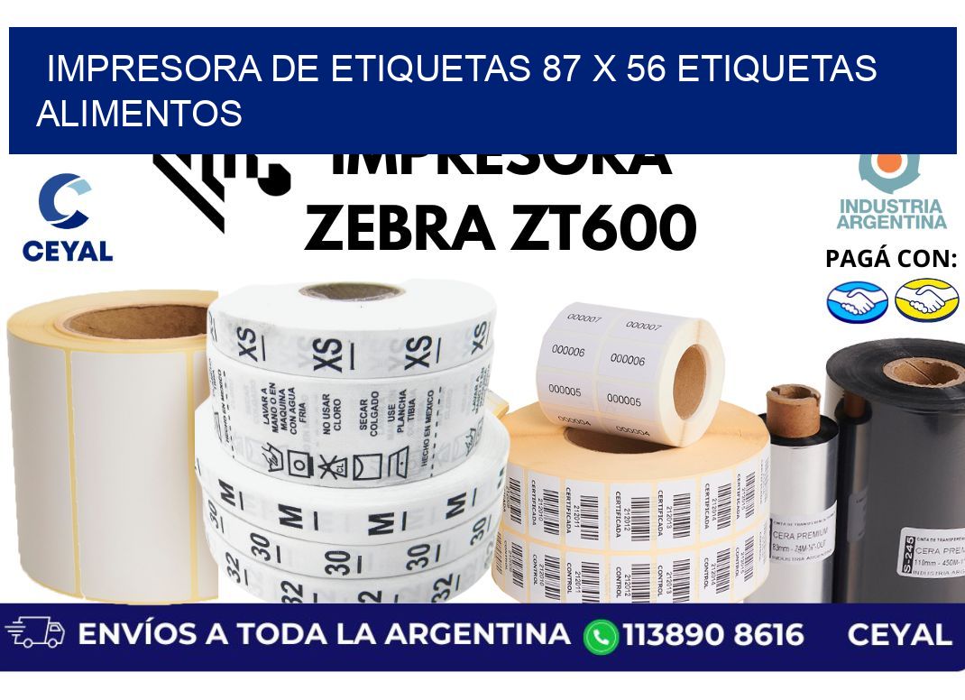 impresora de etiquetas 87 x 56 etiquetas alimentos
