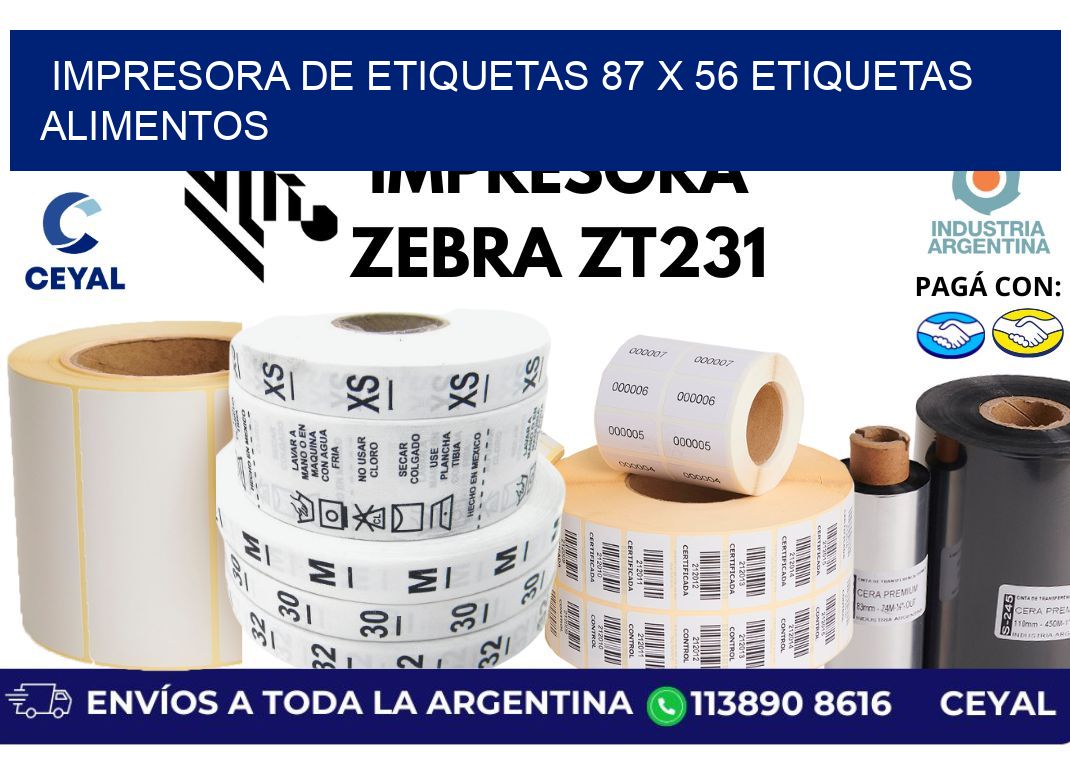 impresora de etiquetas 87 x 56 etiquetas alimentos