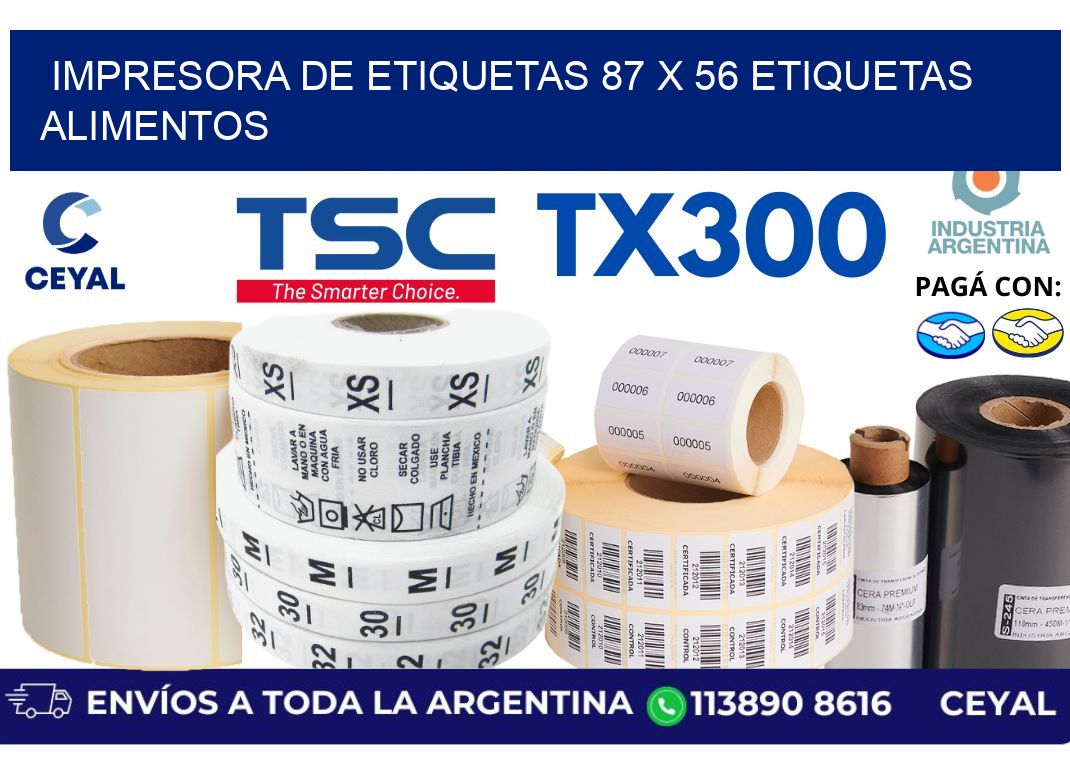 impresora de etiquetas 87 x 56 etiquetas alimentos