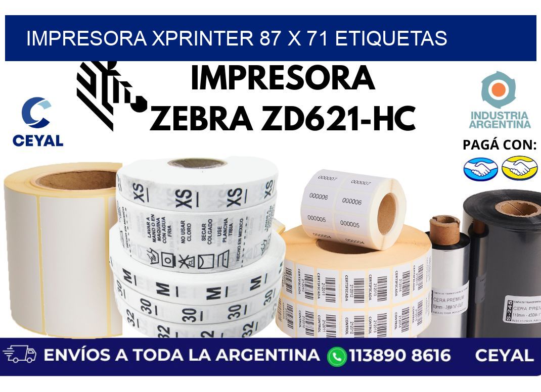 impresora xprinter 87 x 71 etiquetas