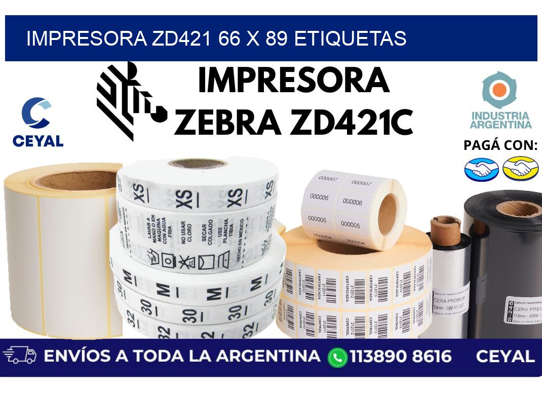 impresora zd421 66 x 89 etiquetas