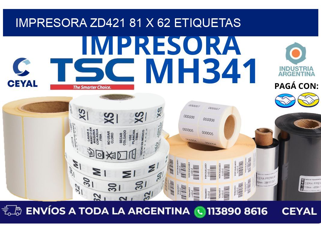 impresora zd421 81 x 62 etiquetas