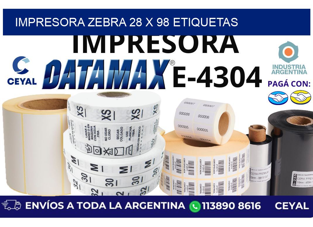 impresora zebra 28 x 98 etiquetas
