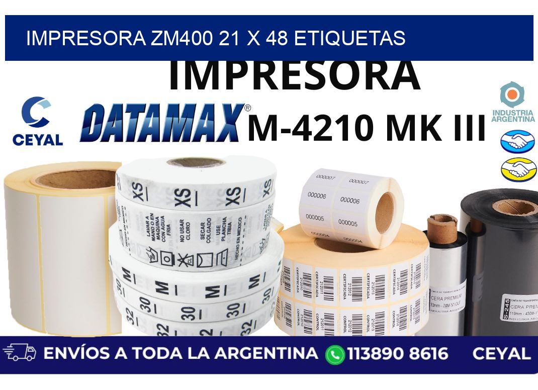 impresora zm400 21 x 48 etiquetas