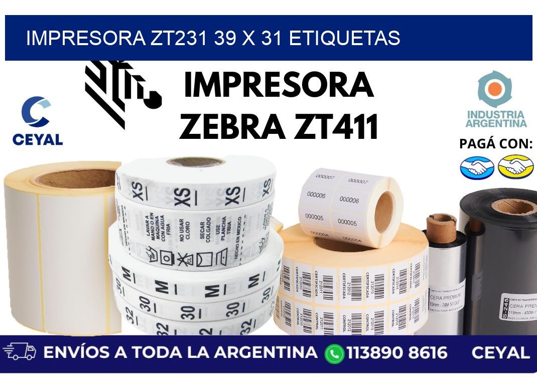 impresora zt231 39 x 31 etiquetas