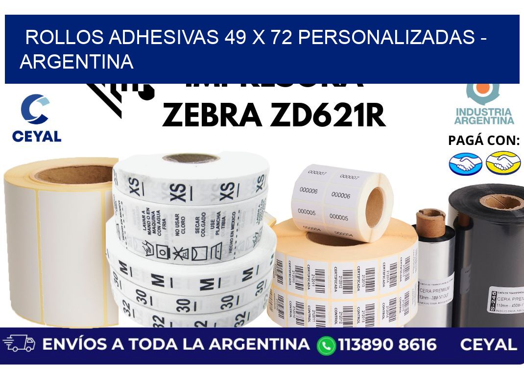 rollos adhesivas 49 x 72 personalizadas - Argentina