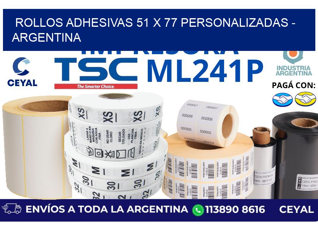 rollos adhesivas 51 x 77 personalizadas - Argentina