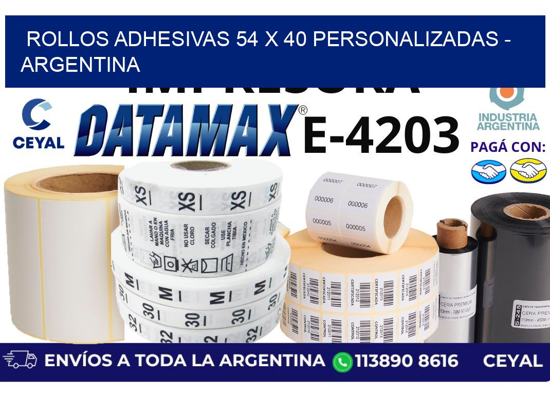 rollos adhesivas 54 x 40 personalizadas - Argentina