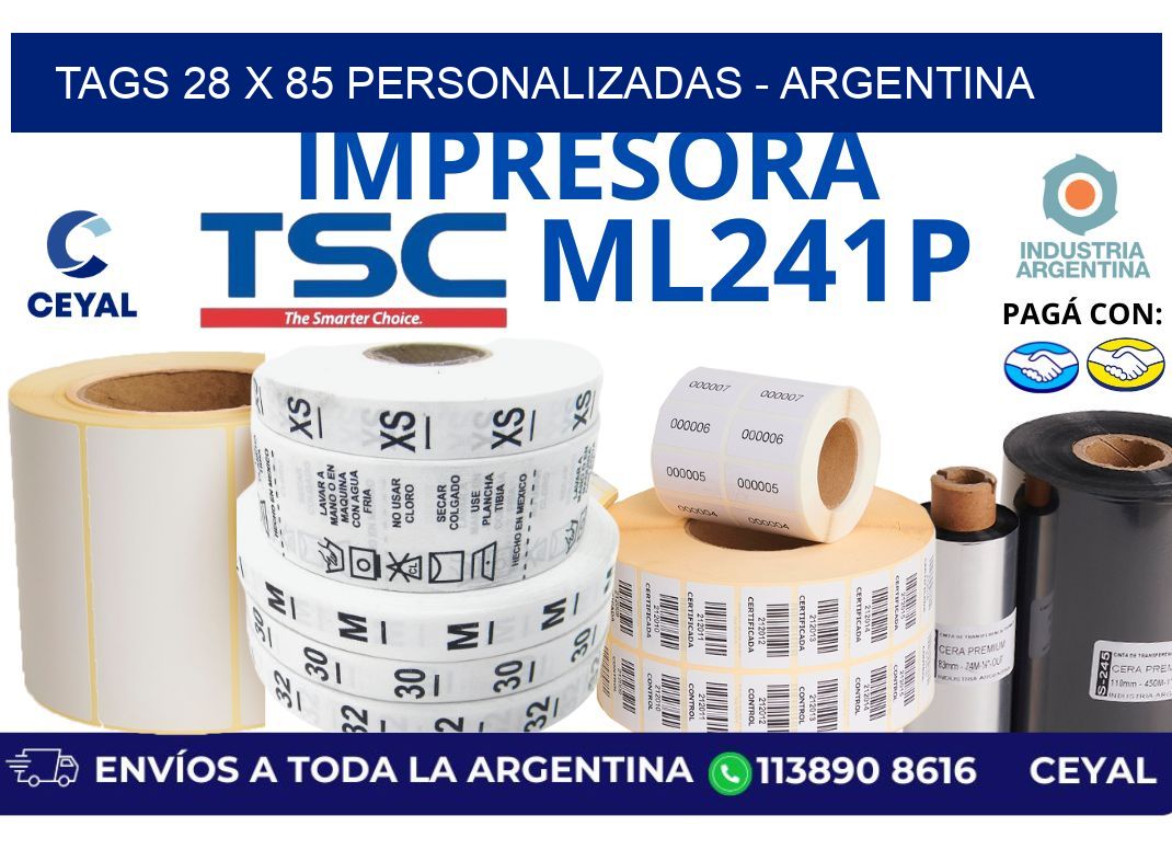 tags 28 x 85 personalizadas - Argentina