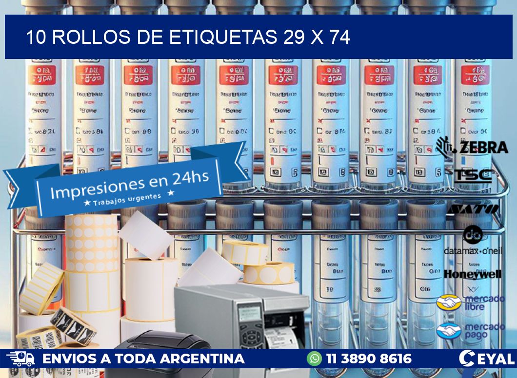 10 ROLLOS DE ETIQUETAS 29 x 74