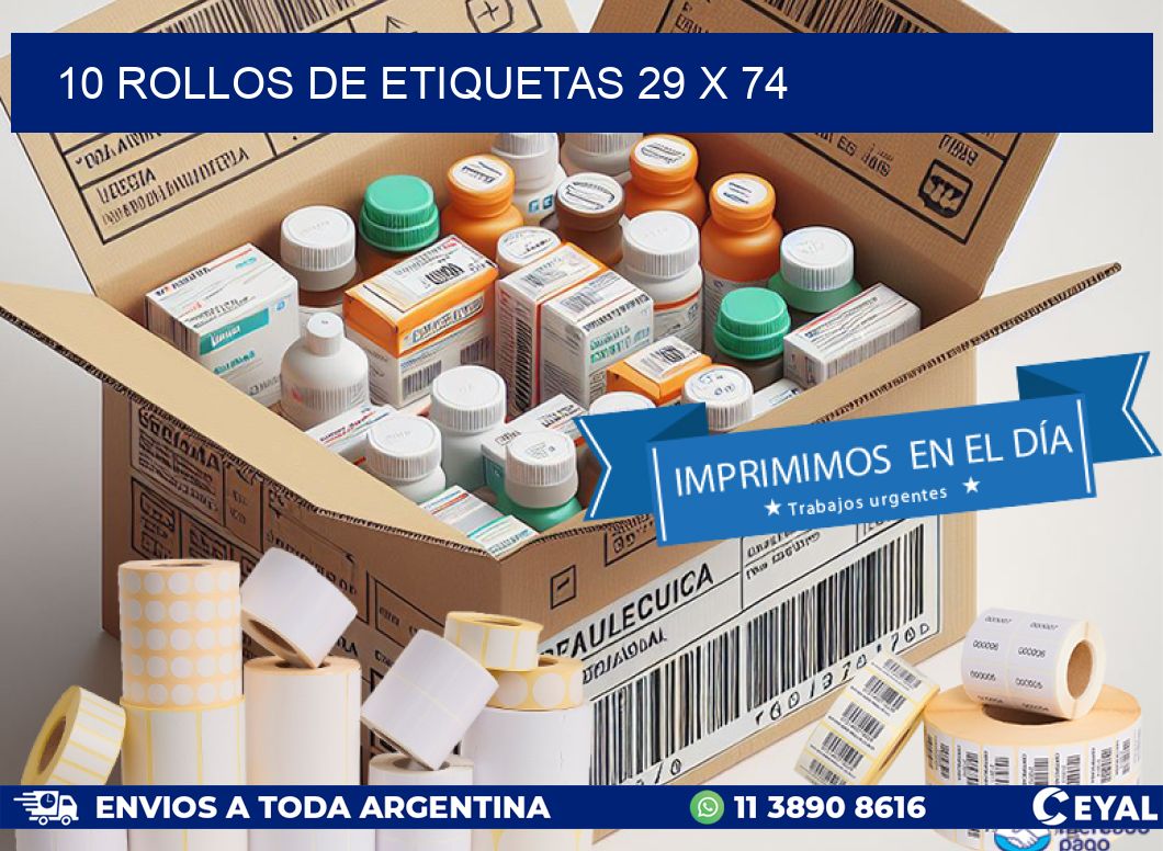 10 ROLLOS DE ETIQUETAS 29 x 74