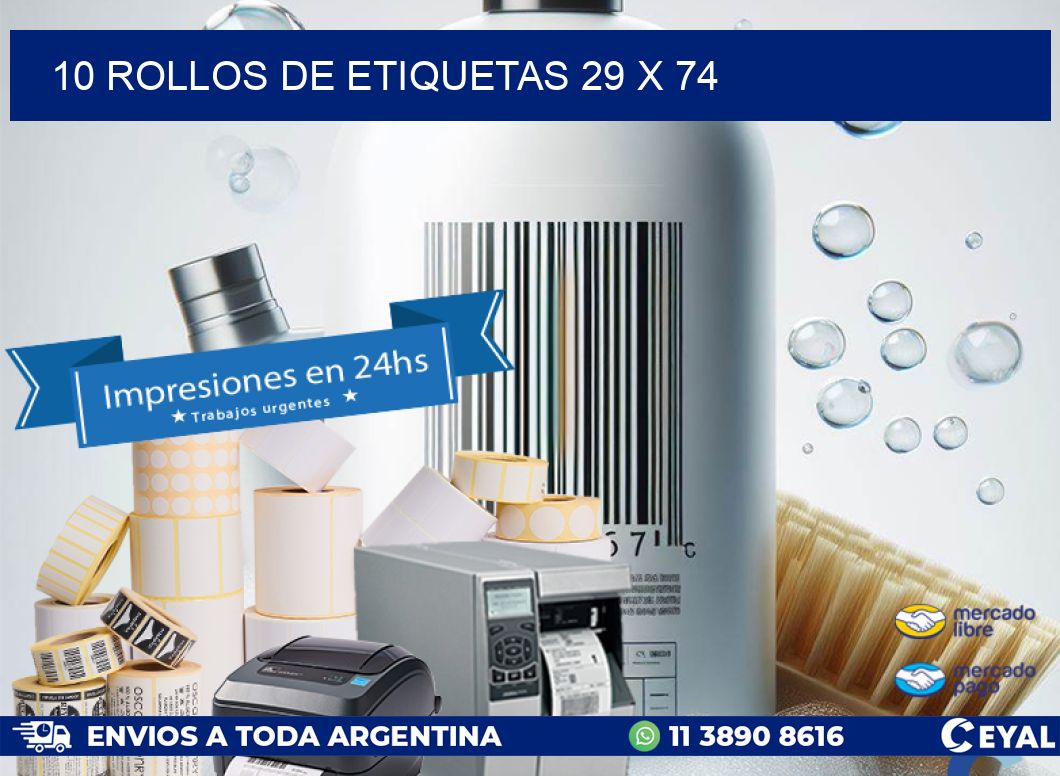 10 ROLLOS DE ETIQUETAS 29 x 74