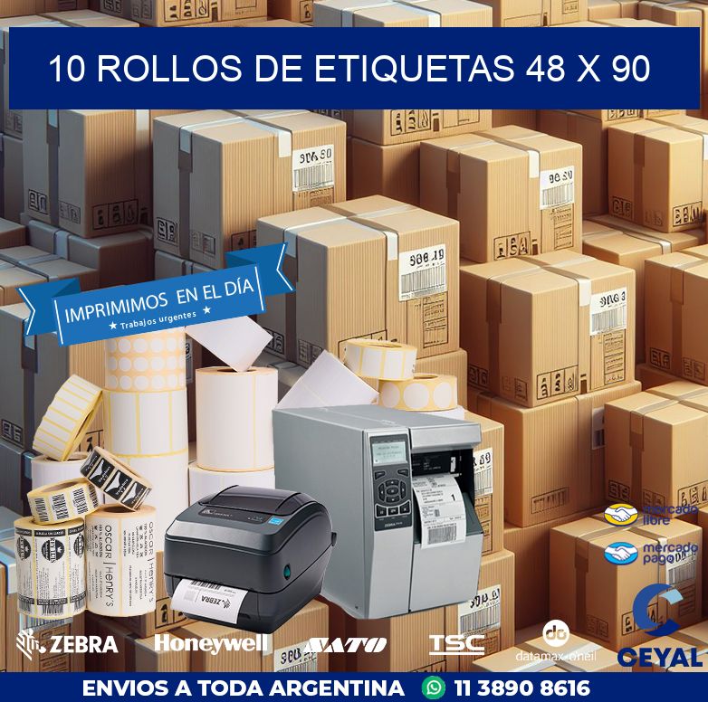 10 ROLLOS DE ETIQUETAS 48 x 90