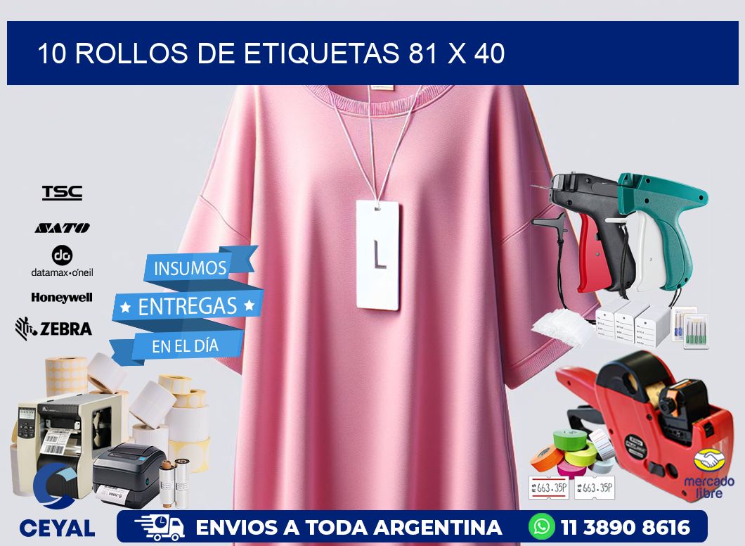 10 ROLLOS DE ETIQUETAS 81 x 40