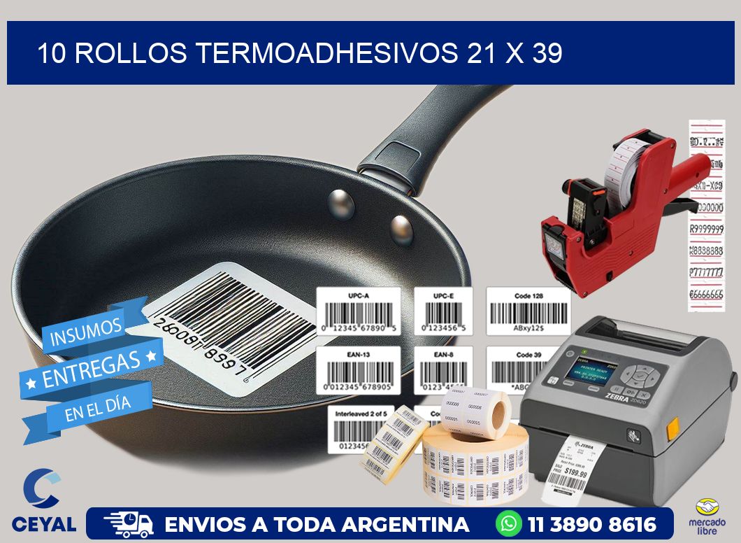 10 ROLLOS TERMOADHESIVOS 21 x 39