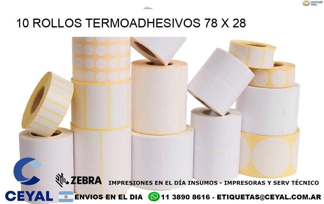 10 ROLLOS TERMOADHESIVOS 78 x 28