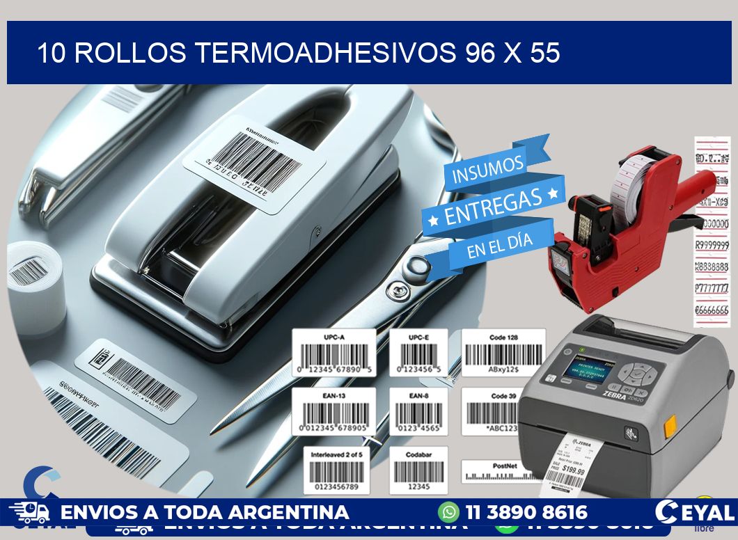 10 ROLLOS TERMOADHESIVOS 96 x 55