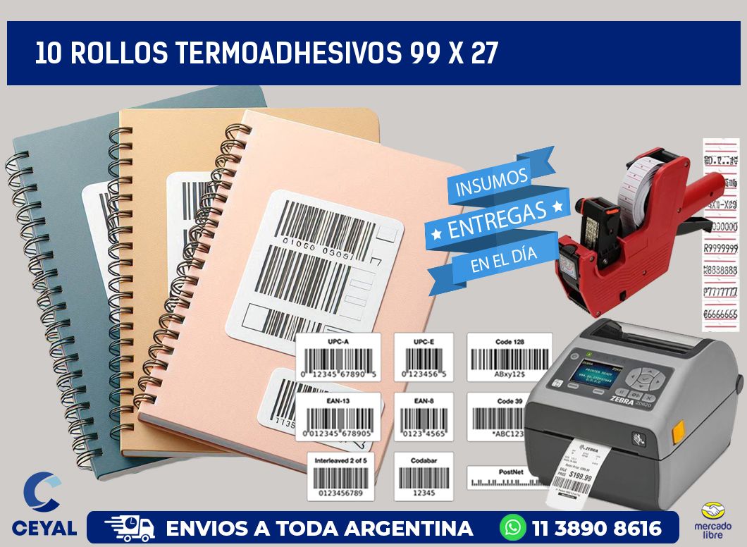 10 ROLLOS TERMOADHESIVOS 99 x 27