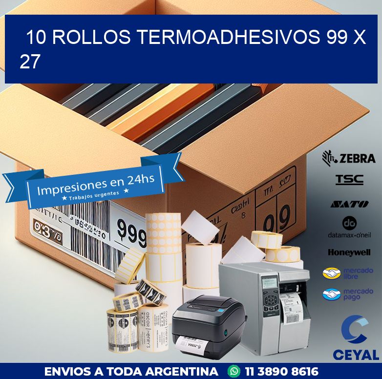 10 ROLLOS TERMOADHESIVOS 99 x 27