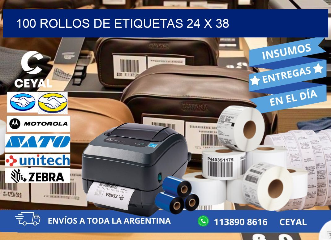 100 ROLLOS DE ETIQUETAS 24 x 38