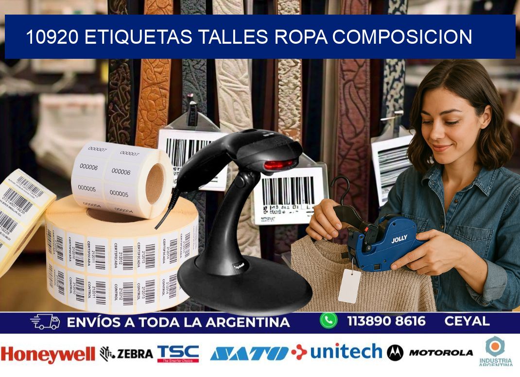 10920 ETIQUETAS TALLES ROPA COMPOSICION