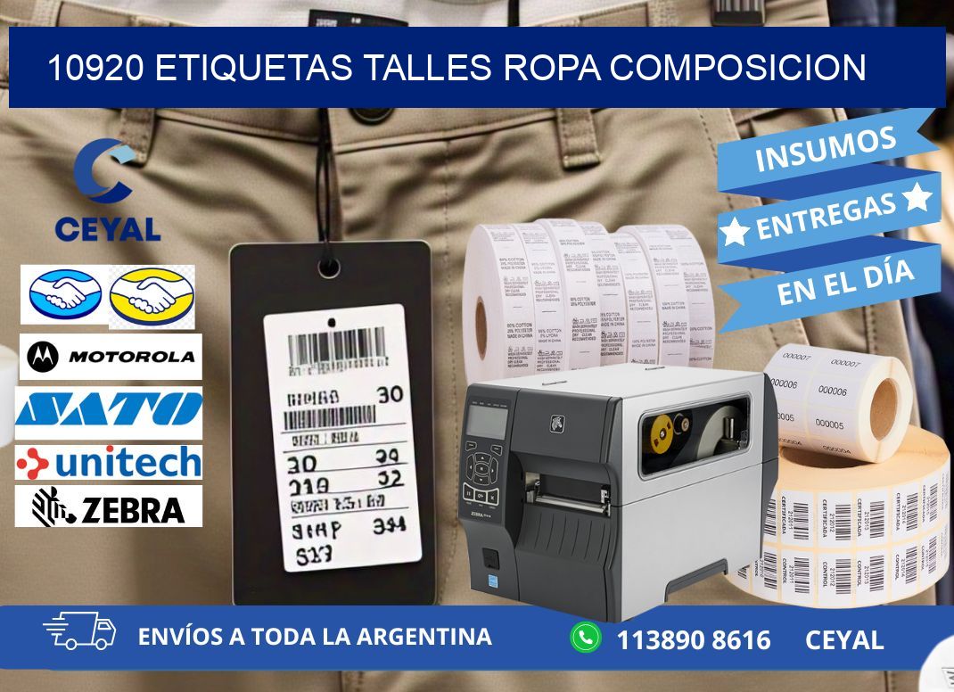 10920 ETIQUETAS TALLES ROPA COMPOSICION
