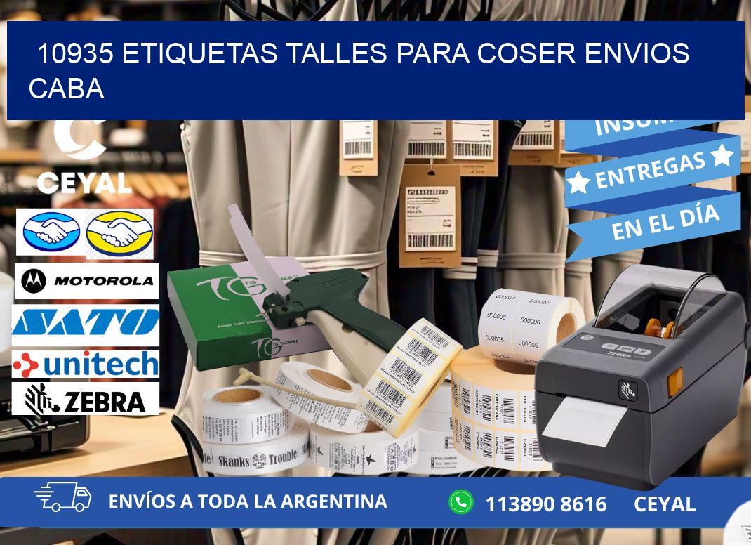10935 ETIQUETAS TALLES PARA COSER ENVIOS CABA