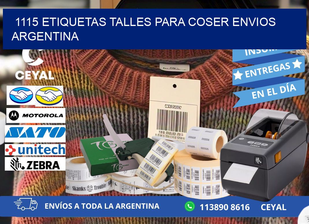 1115 ETIQUETAS TALLES PARA COSER ENVIOS ARGENTINA