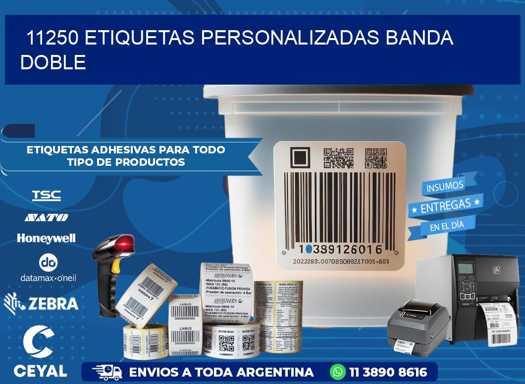 11250 Etiquetas personalizadas banda doble