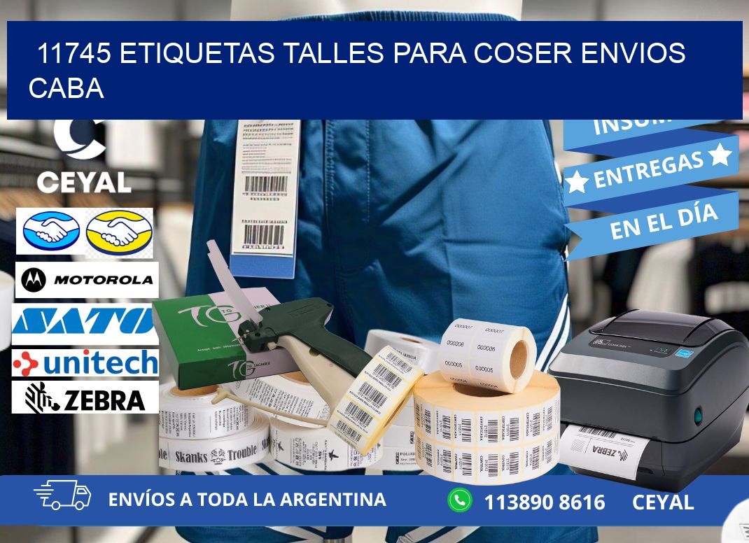 11745 ETIQUETAS TALLES PARA COSER ENVIOS CABA