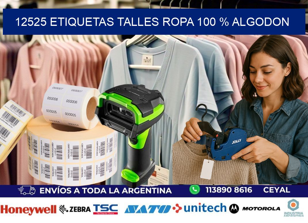 12525 ETIQUETAS TALLES ROPA 100 % ALGODON