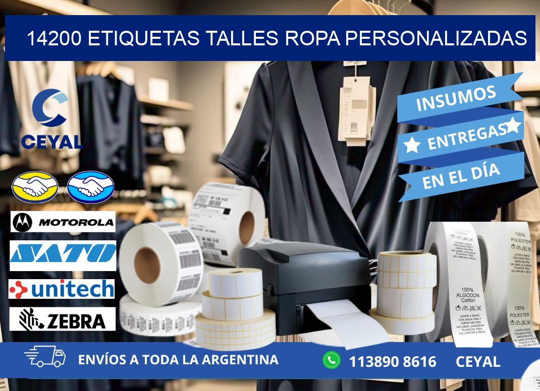 14200 ETIQUETAS TALLES ROPA PERSONALIZADAS