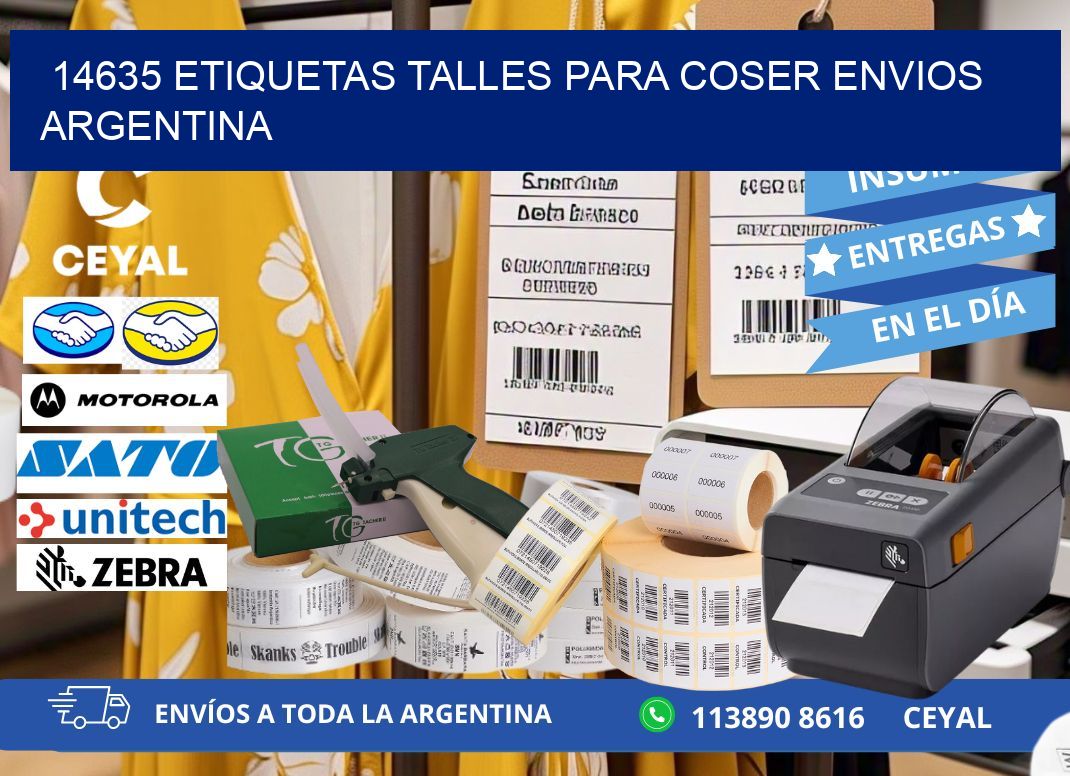 14635 ETIQUETAS TALLES PARA COSER ENVIOS ARGENTINA