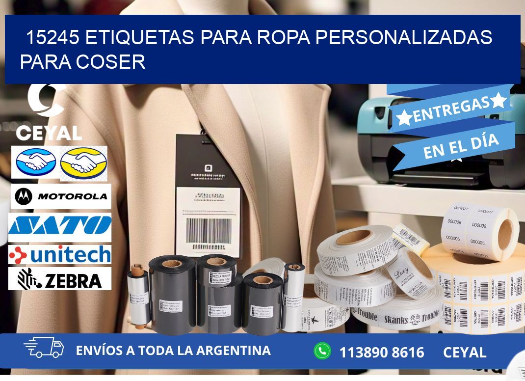 15245 Etiquetas para ropa personalizadas para coser