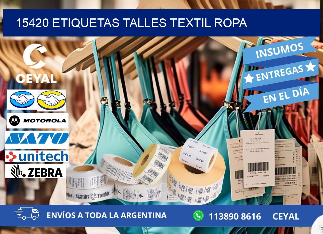 15420 ETIQUETAS TALLES TEXTIL ROPA