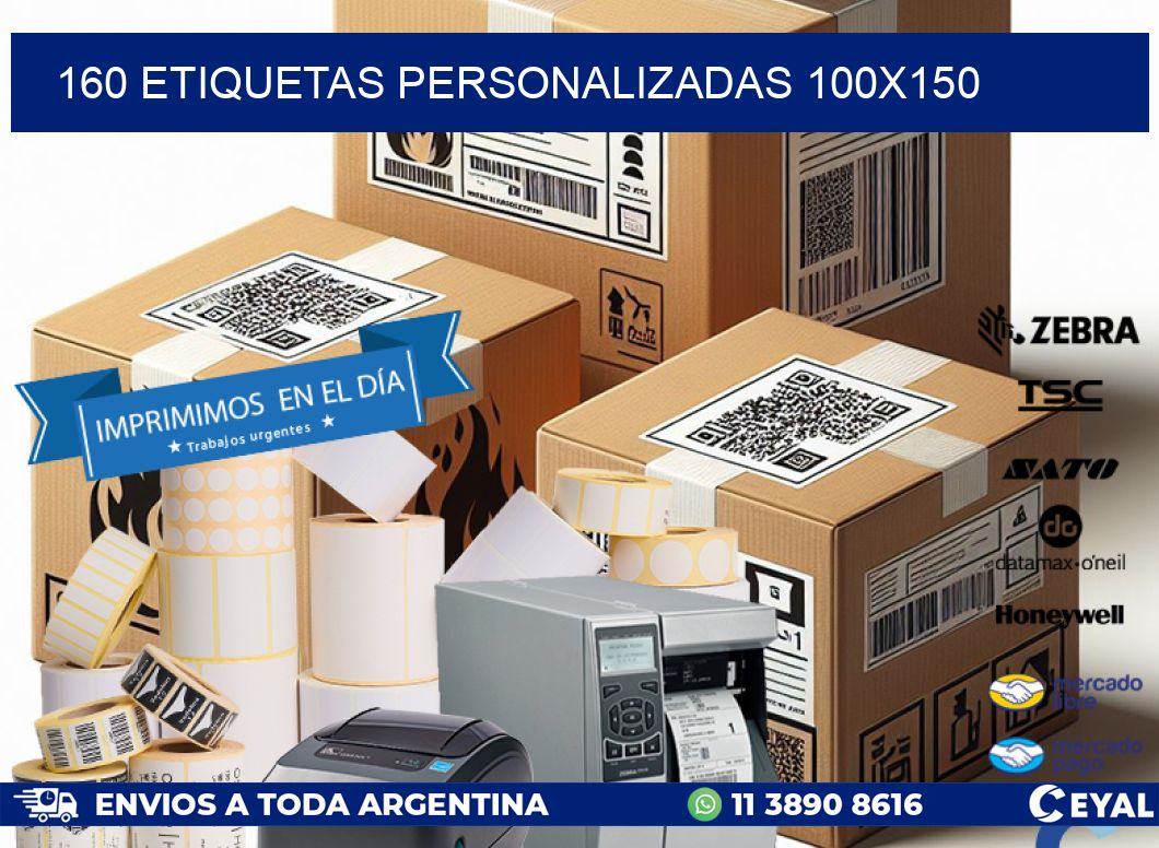 160 Etiquetas personalizadas 100x150