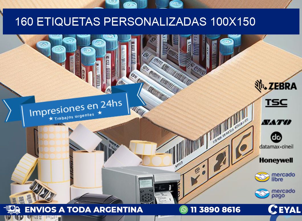 160 Etiquetas personalizadas 100x150