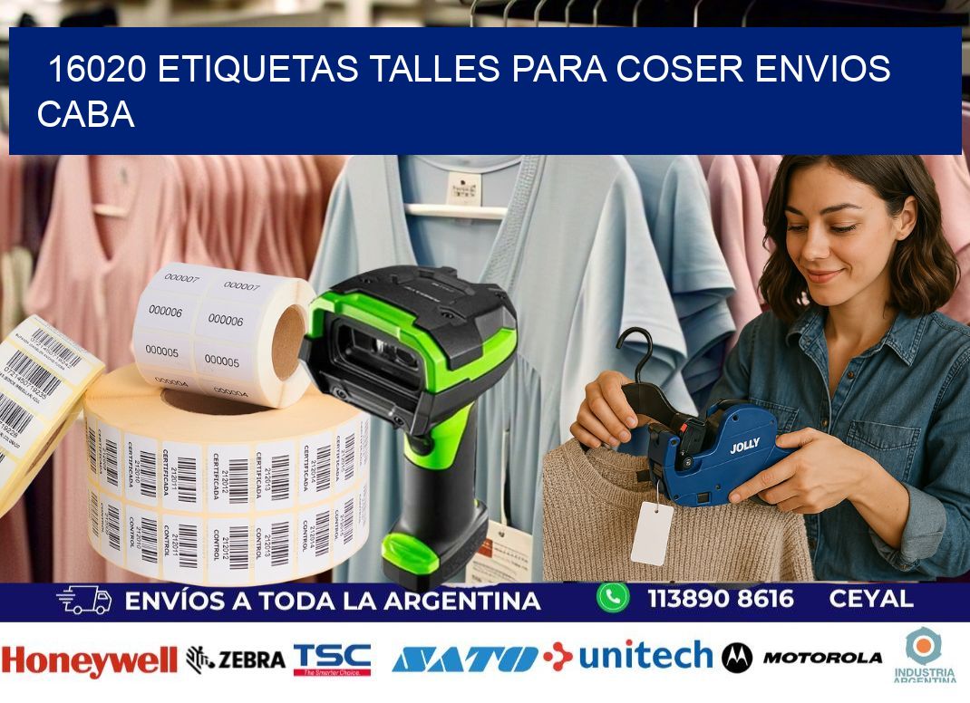 16020 ETIQUETAS TALLES PARA COSER ENVIOS CABA
