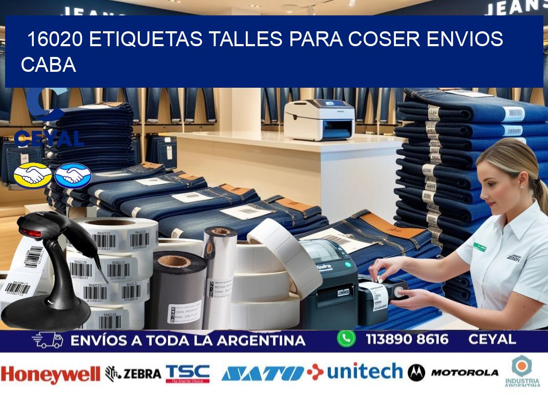 16020 ETIQUETAS TALLES PARA COSER ENVIOS CABA